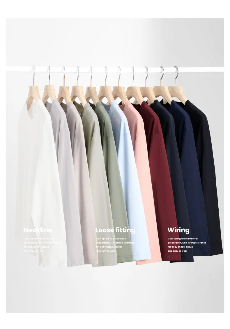 2026 100% Cotton T Shirt Women Autumn Winter Ribbed Causal O-Neck Basic Long Sleeve Harajuku Tops Fashion Loose Versatile Tees