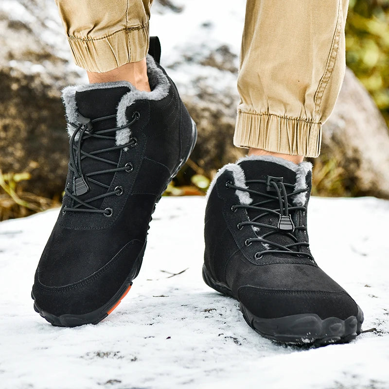 Boots Men's Non-Slip Casual Walking Shoes Wear-Resistant Mountain Hiking Sneaker Outdoor Winter Warm Cotton Shoes