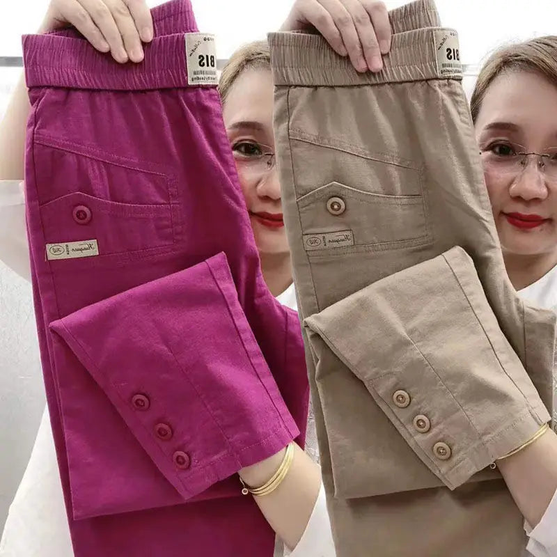 Cotton Linen Women's Loose Fit Casual Pants Thin Slimming Harlan Style High Waist Nine Points Commuter Fashion Spring 2023