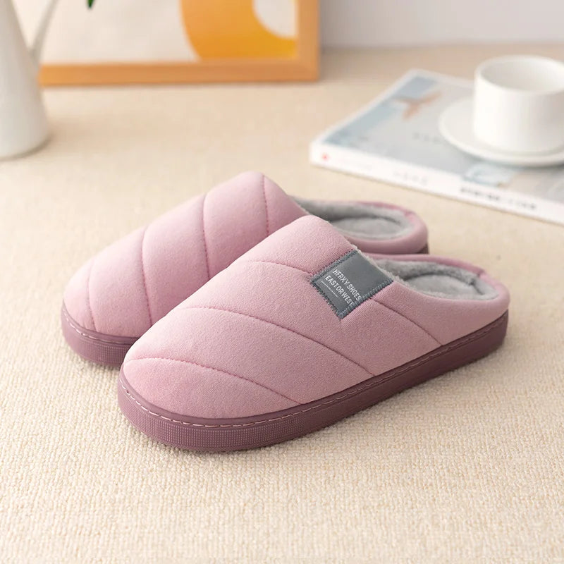 Men's and women's indoor plush warm cotton shoes thick bottom non-slip waterproof slippers winter indoor couple bedroom slippers