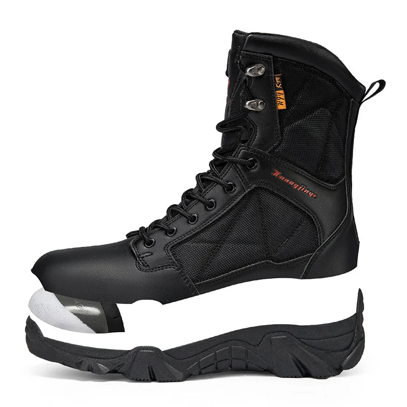 High-Top Anti-Smashing Work Boots Outdoor Waterproof Safety Shoes Steel Toe Non Slip Men's Boots Fashion Protective Men Shoes