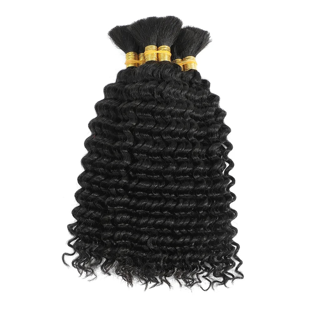 16-24 Inch Deep Wave Human Braiding Hair 100% Unprocessed Human Hair Braiding Hair No Weft Curly Bulk Human Hair for Braiding