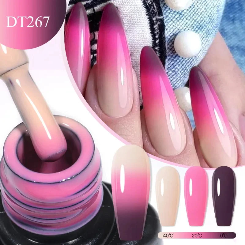 7ml Thermal Gel Nail Polish 3 Layers Temperature Color Changing Gel Winter Grey Semi Permanent Soak Off Nails Art UV Gel Varnish