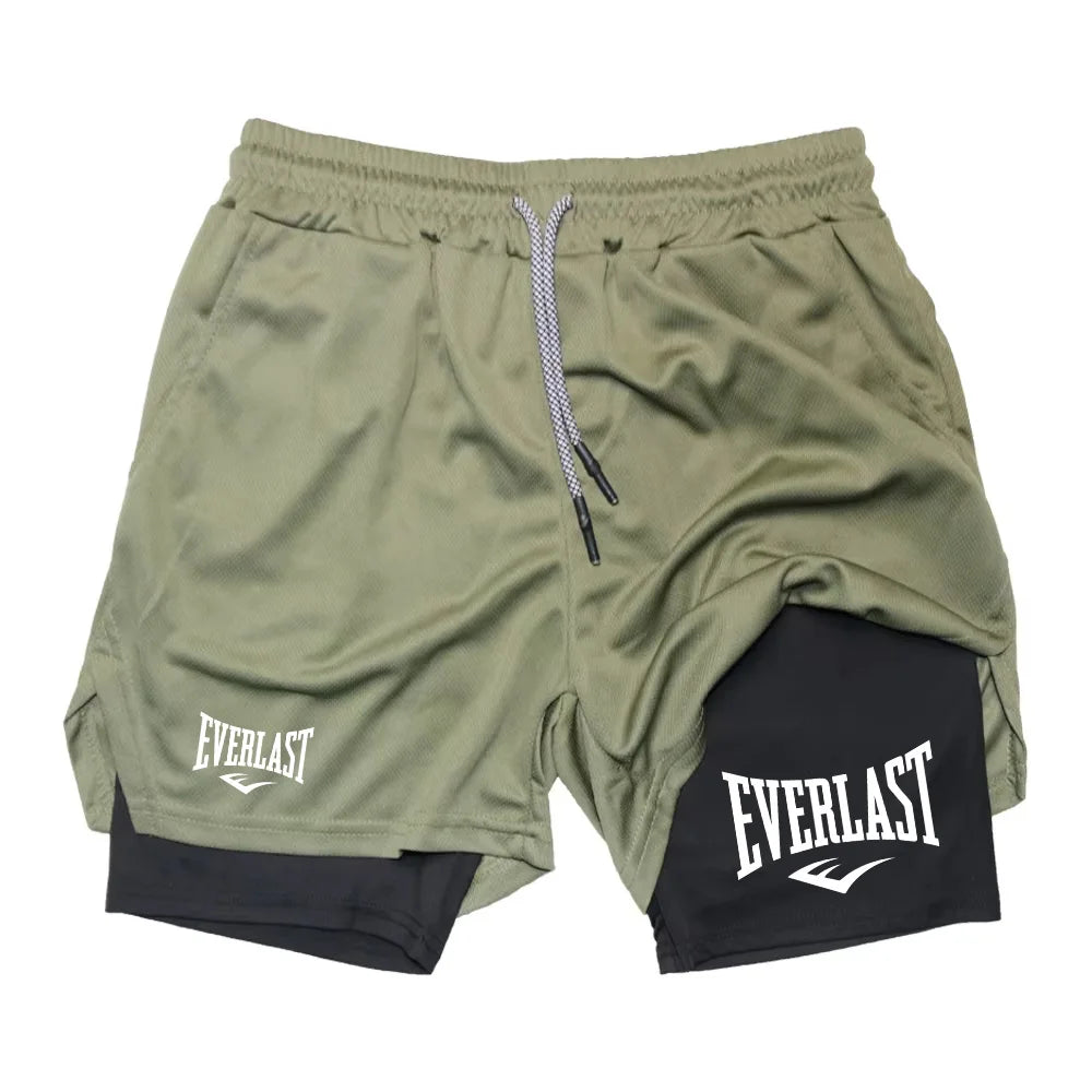 Men Running Shorts  Double-deck Sport Shorts Sportswear Gym Fitness Short Pants Training Jogging Bottom Men's Clothing