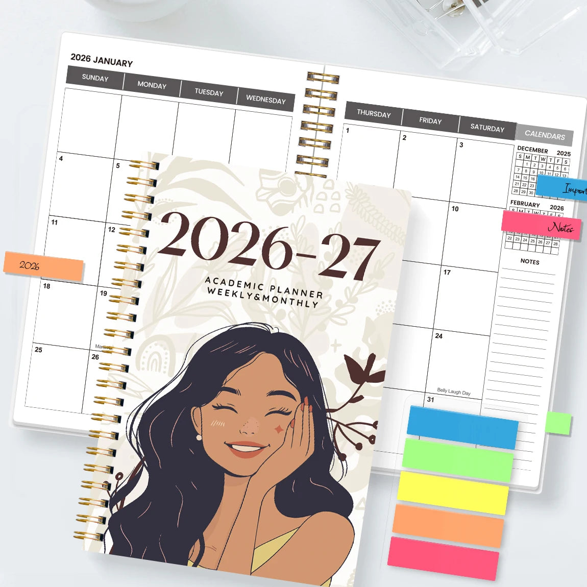 2026-2027 A5 Weekly & Monthly Planner – Jan 2026 to Dec 2027 Spiral Organizer with Calendar & Notes, School & Office Supplies