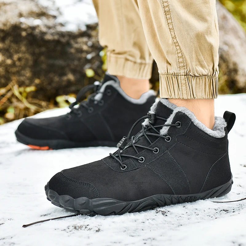 Boots Men's Non-Slip Casual Walking Shoes Wear-Resistant Mountain Hiking Sneaker Outdoor Winter Warm Cotton Shoes
