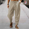 2026 Men Cotton Linen Pants Summer and Autumn Solid High Waist Wide-Leg Trousers Male Loose Hemp Casual Breathable Sports Pants