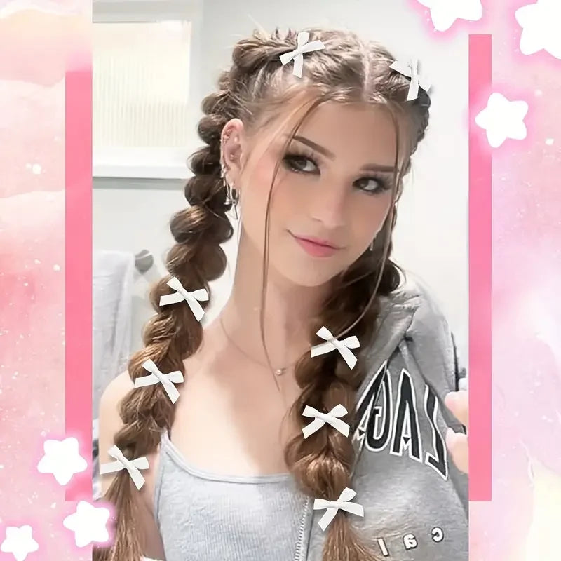 30 Pieces Y2K Style Mini Bow Hair Clip Set - Cute And Sweet Anti Slip Ribbon Hair Clip Suitable For All Hairstyles