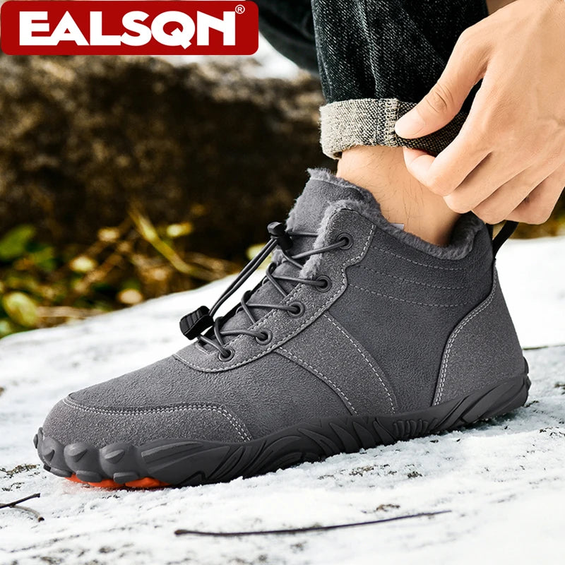 Boots Men's Non-Slip Casual Walking Shoes Wear-Resistant Mountain Hiking Sneaker Outdoor Winter Warm Cotton Shoes