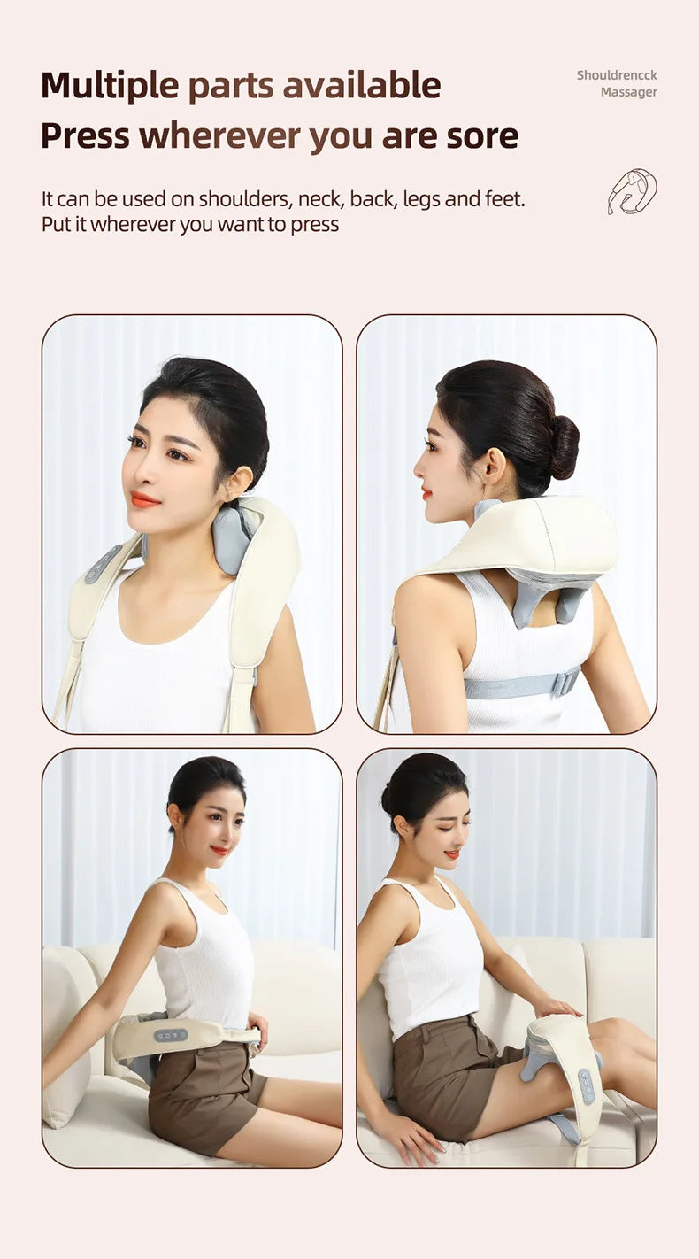 Neck Massager with Heat, Shoulder Massager, Shiatsu Neck and Back Massager, Muscle Pain Relief-Office, Home & Car