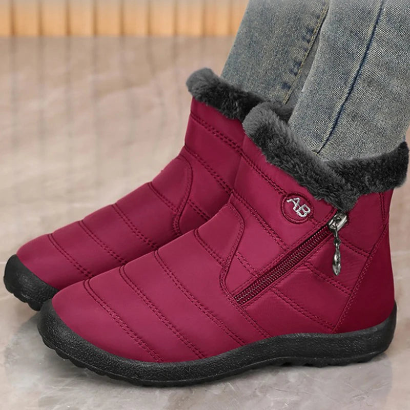 Women's Boots Women's Ankle Boots With Fur Winter Shoes Women Low Heels Winter Boots Snow Waterproof Botas Mujer Winter Footwear