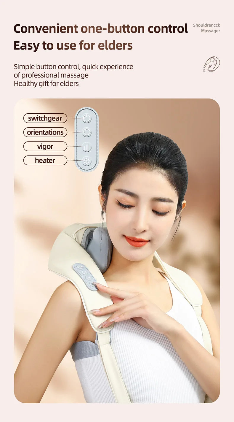 Neck Massager with Heat, Shoulder Massager, Shiatsu Neck and Back Massager, Muscle Pain Relief-Office, Home & Car
