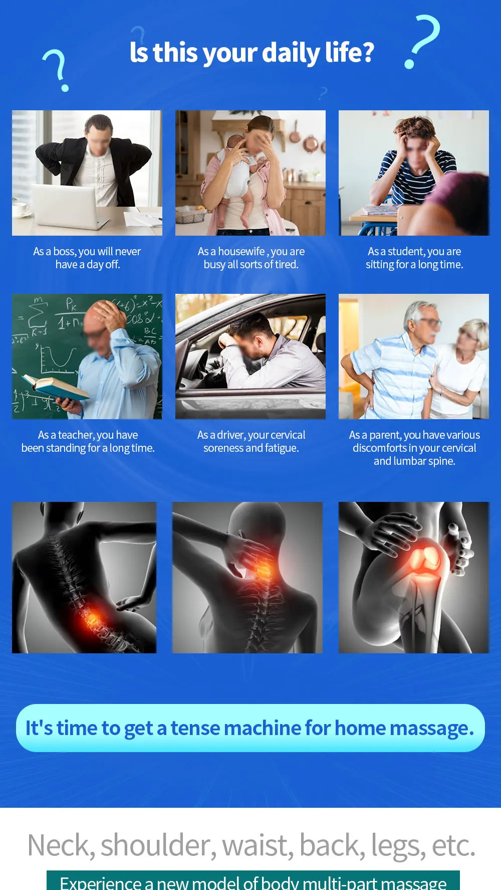 Electric Massage Instrument EMS Tense Machine Pulse Massager Tens Acupuncture Electrical Muscle Stimulator for Neck Back Body