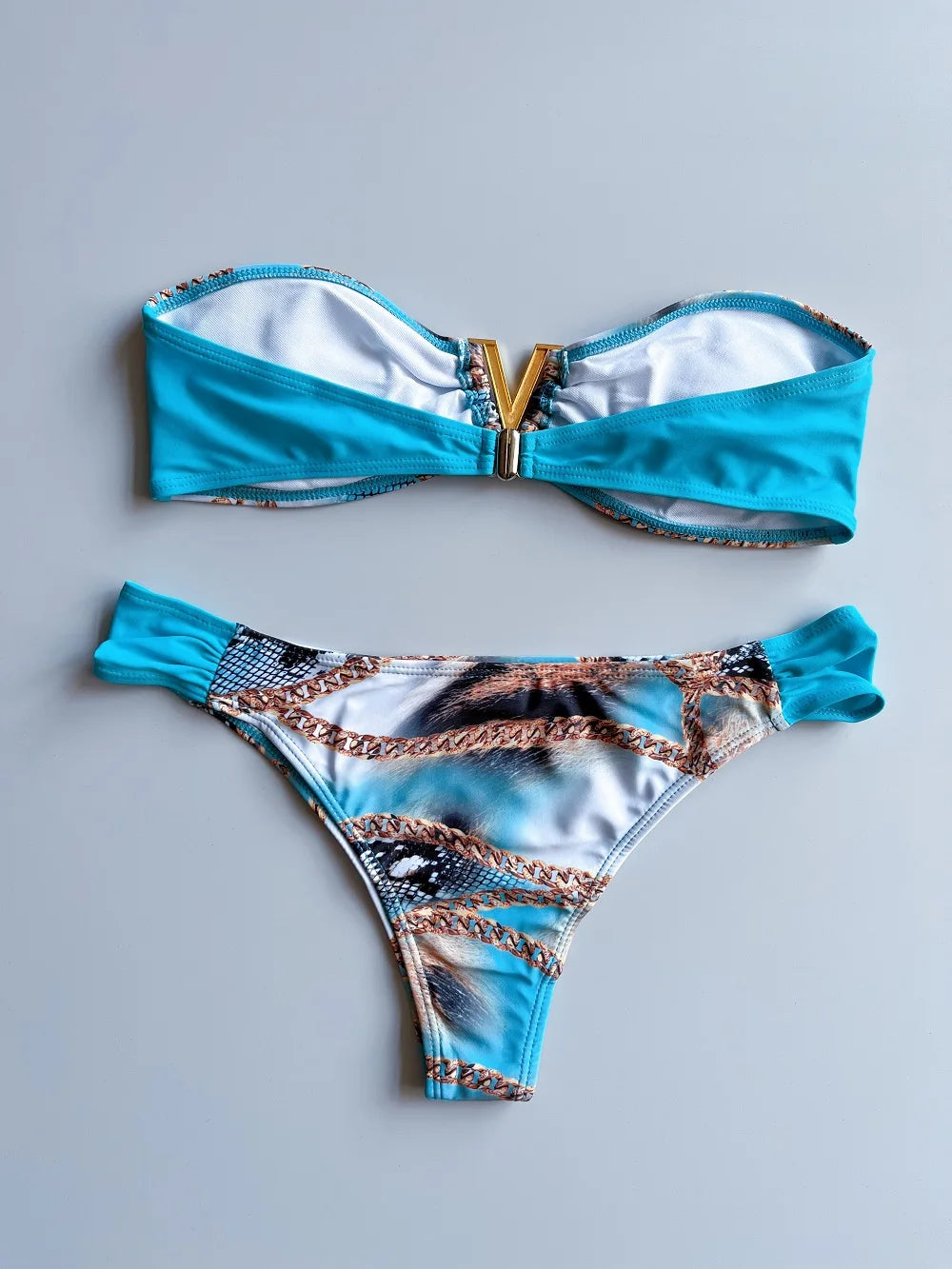 Bathing Suit Women Print Sexy Bikinis Set Patchwork Beachwear Summer Strapless Swimsuit 2026 Two-pieces Swimwear Biquinis