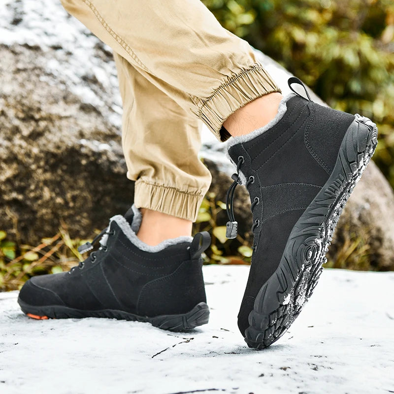 Boots Men's Non-Slip Casual Walking Shoes Wear-Resistant Mountain Hiking Sneaker Outdoor Winter Warm Cotton Shoes