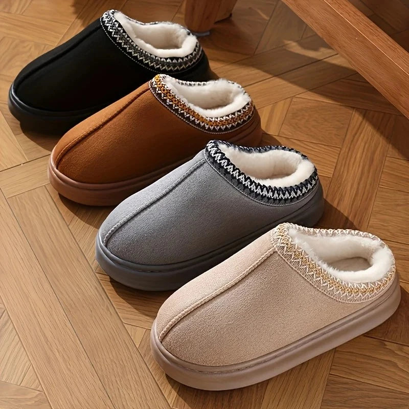 Women's Comfort Slippers Soft Sole Winter Warm Indoor Outdoor Shoes Elegant Couple Style For Home Bedroom Living Room Office