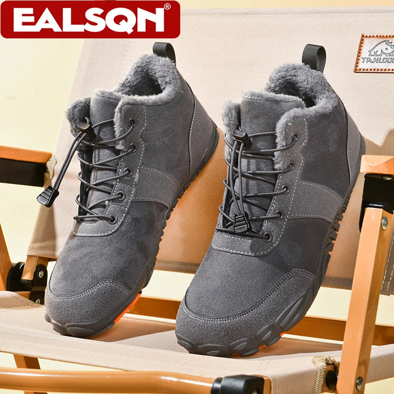 Boots Men's Non-Slip Casual Walking Shoes Wear-Resistant Mountain Hiking Sneaker Outdoor Winter Warm Cotton Shoes