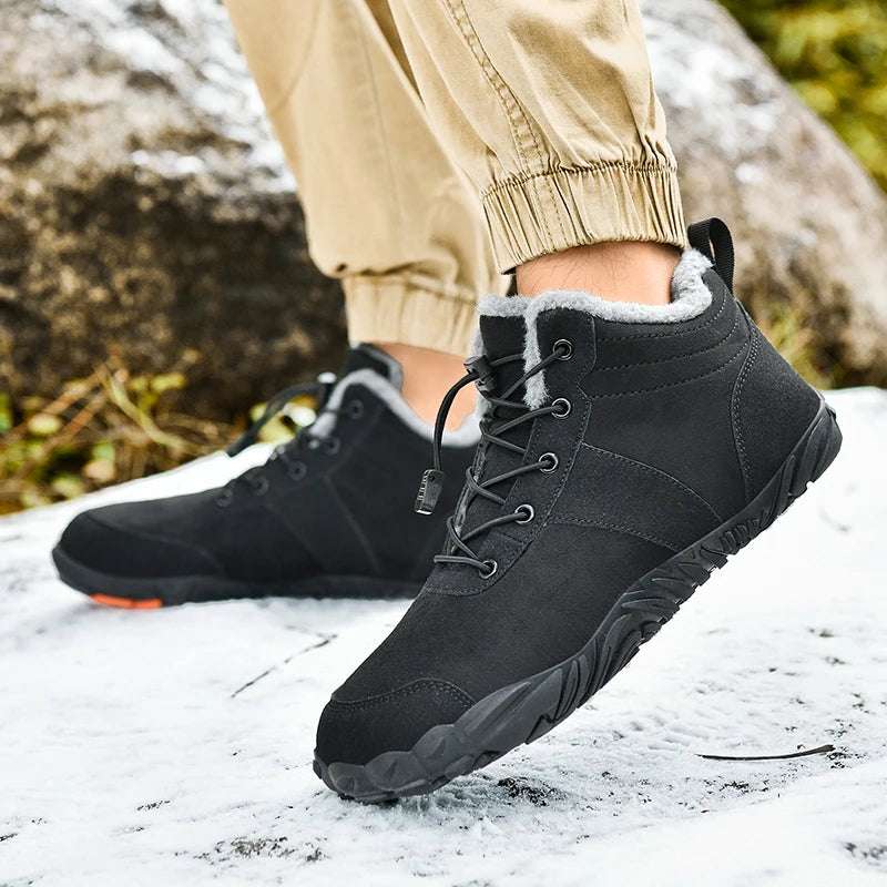 Boots Men's Non-Slip Casual Walking Shoes Wear-Resistant Mountain Hiking Sneaker Outdoor Winter Warm Cotton Shoes