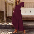 New Cotton Linen Retro Large Hem Long Dresses Casual Long Sleeved For Women Fashion Solid Color Single Breasted Skirt Spring