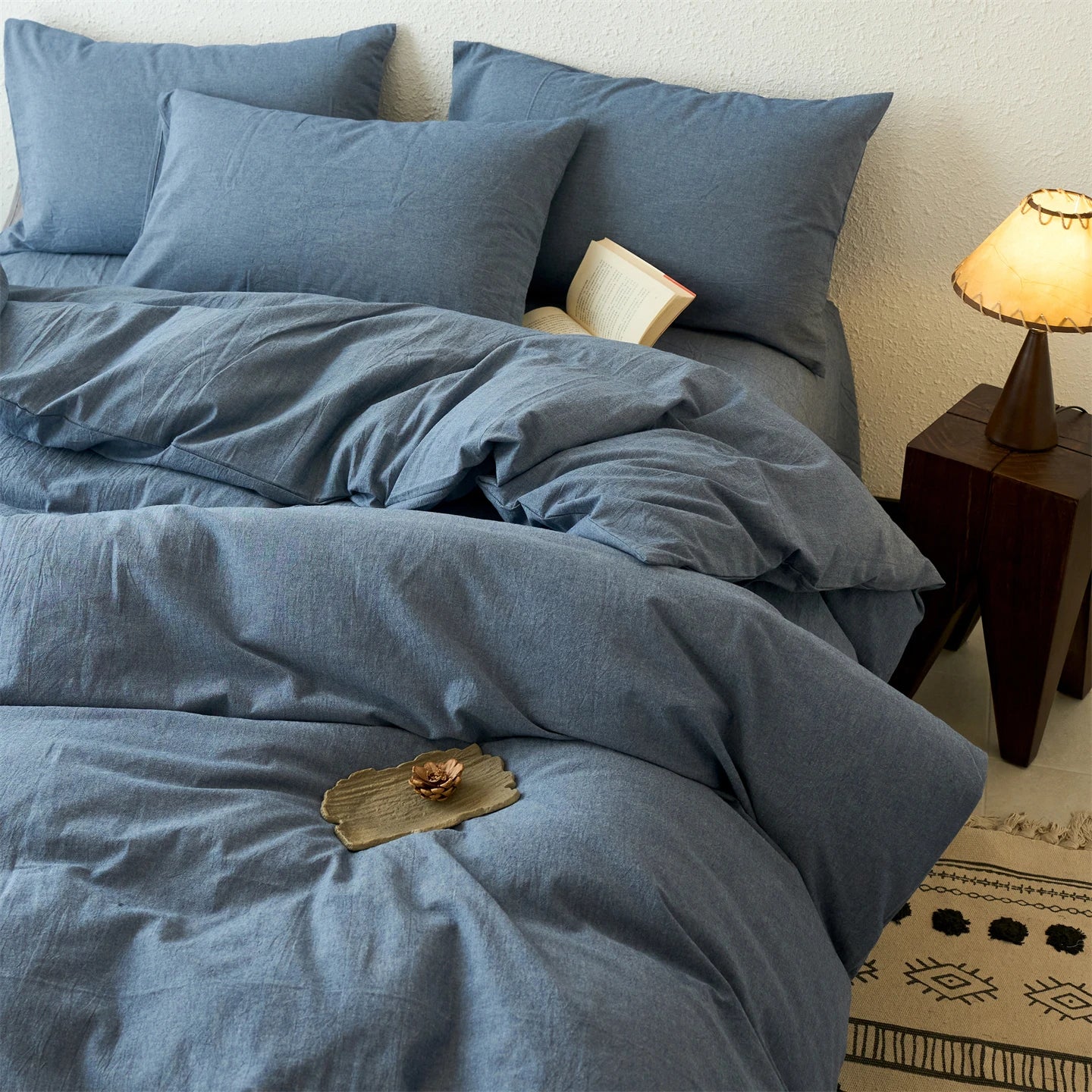 100% Cotton Duvet Cover Yarn-dyed Washed Cotton Quilt Cover Luxury Ultra Soft Wrinkle Resistant Bedding Comforter Cover