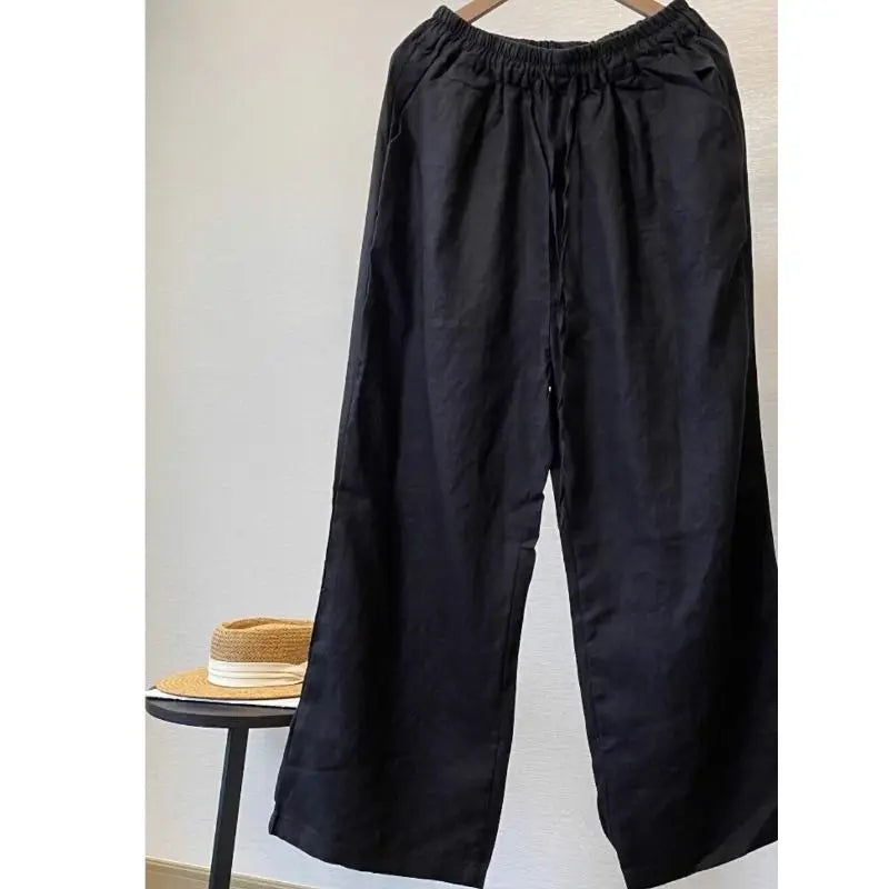Men's Cotton Linen Pants Male Autumn New Breathable Solid Color Linen Trousers Fitness Streetwear S-4XL