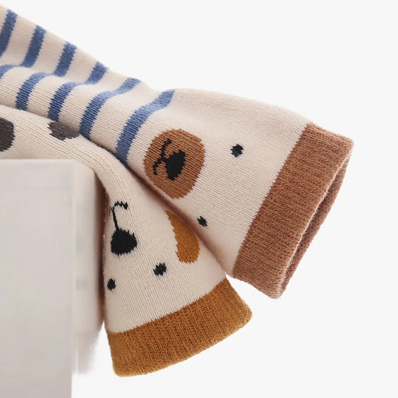 5 Pairs Kids Non-Slip Socks Cute Cartoon Pattern Baby Boys Girls Floor Socks Comfortable Breathable for Toddler Children
