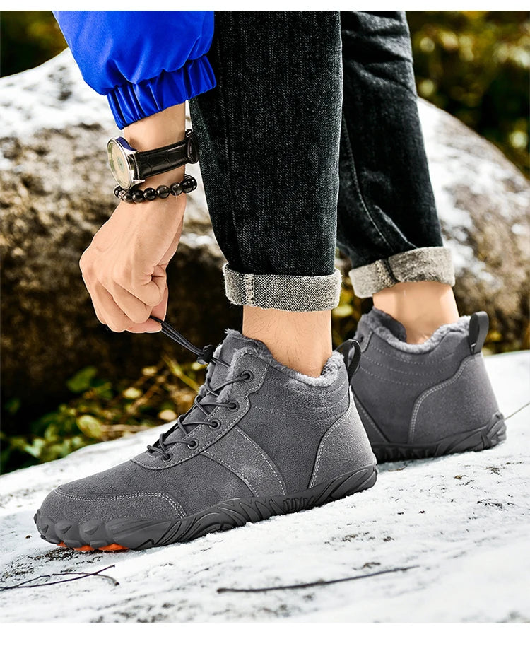 Boots Men's Non-Slip Casual Walking Shoes Wear-Resistant Mountain Hiking Sneaker Outdoor Winter Warm Cotton Shoes