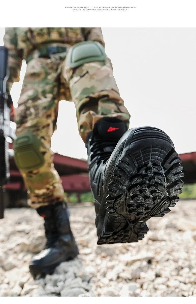 Black Boots Men High-quality Brand High Top Boots Desert Combat Men's Hiking shoe Outdoor Shoes Anti Slip Hiking Ankle Boots