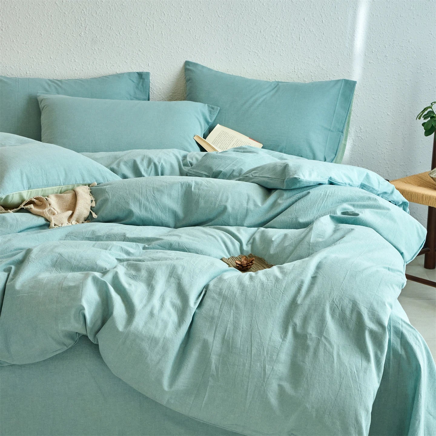 100% Cotton Duvet Cover Yarn-dyed Washed Cotton Quilt Cover Luxury Ultra Soft Wrinkle Resistant Bedding Comforter Cover