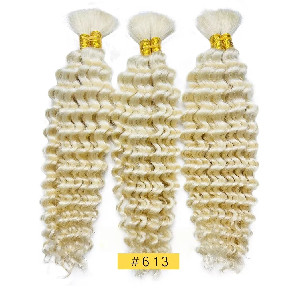 16-24 Inch Deep Wave Human Braiding Hair 100% Unprocessed Human Hair Braiding Hair No Weft Curly Bulk Human Hair for Braiding