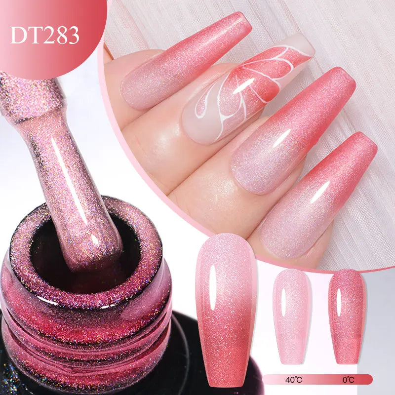 7ml Thermal Gel Nail Polish 3 Layers Temperature Color Changing Gel Winter Grey Semi Permanent Soak Off Nails Art UV Gel Varnish