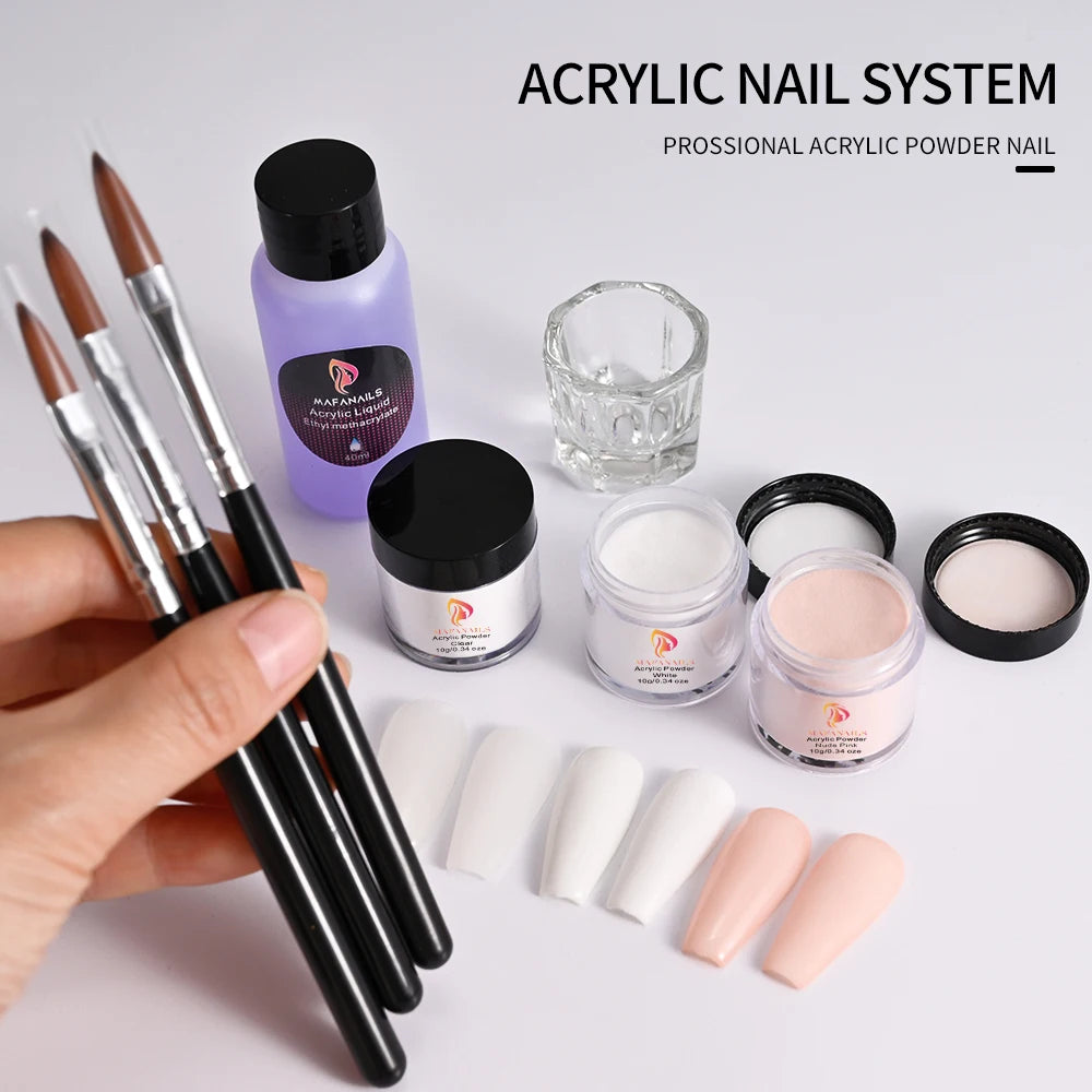 Crystal Powder Set Nail Acrylic Powder and Liquid Monomer Nails Art Decoration For Manicure Crystal Nail Glitter 3D Nail Tools