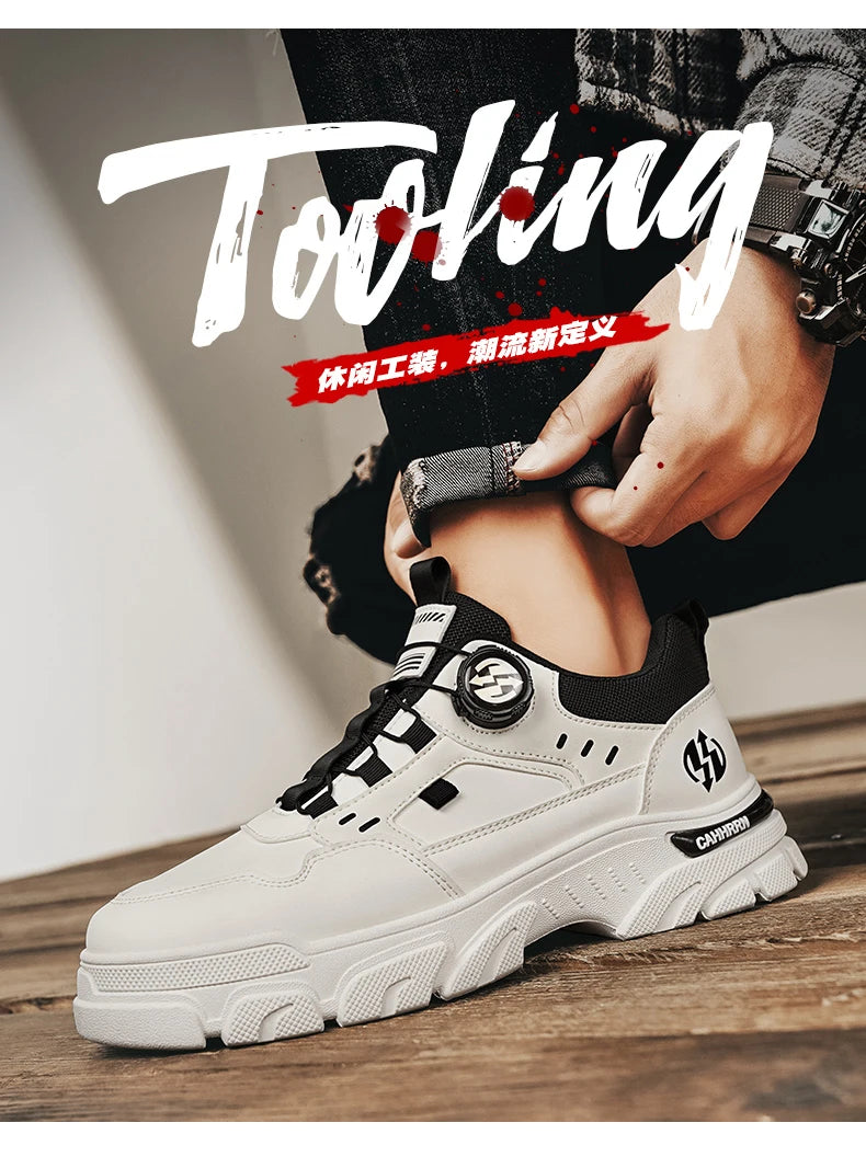 Men's boots autumn and winter new rotating shoelaces fashion casual boots youth outdoor boots anti slip soft sole workwear boots