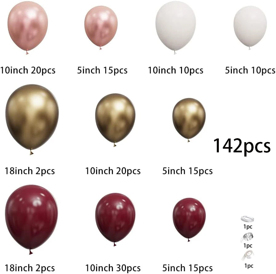142Pcs DIY Garland Balloons Kits with For Birthday Party Celebration Graduation Wedding Baby Shower Ceremony Anniversary