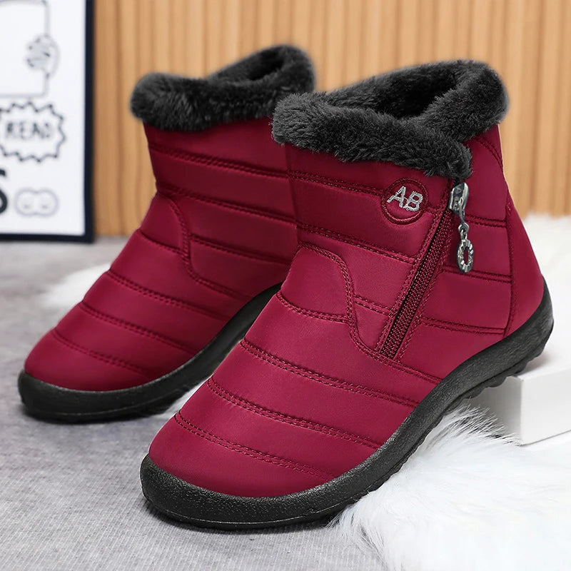 Women's Boots Women's Ankle Boots With Fur Winter Shoes Women Low Heels Winter Boots Snow Waterproof Botas Mujer Winter Footwear