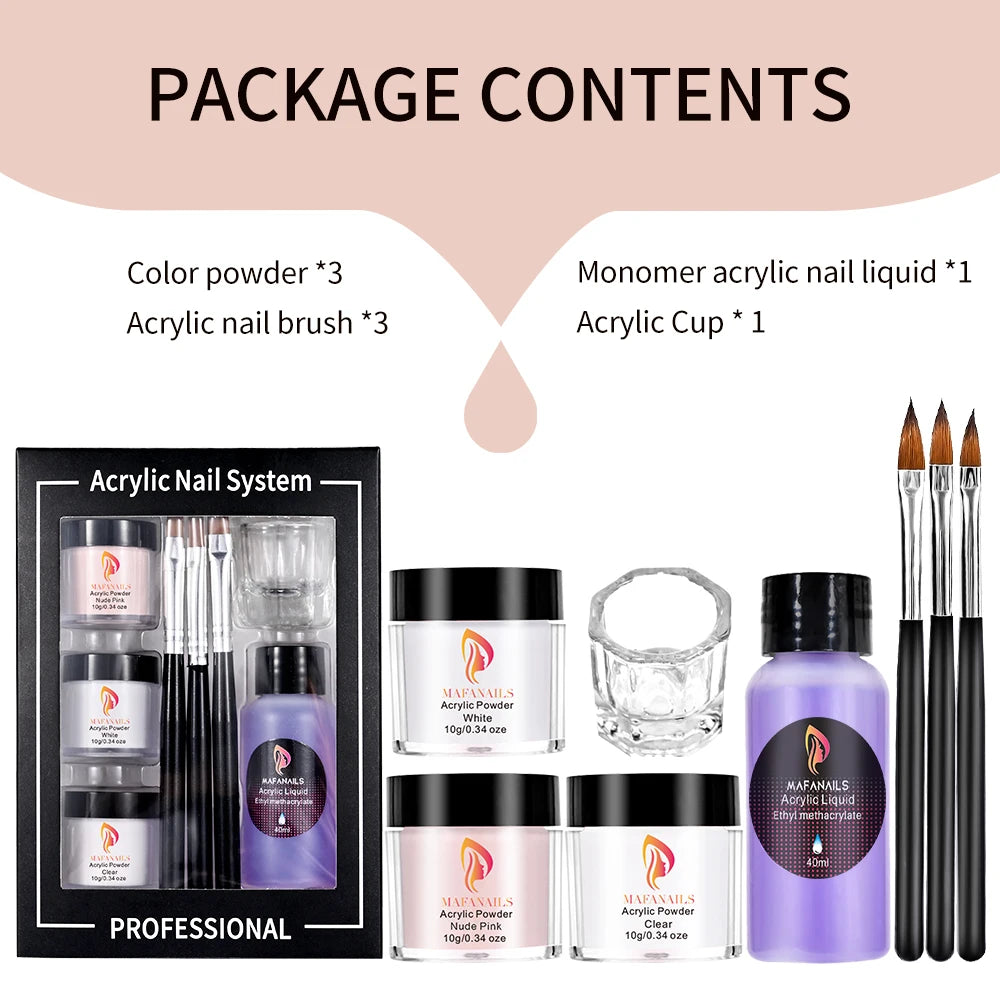 Crystal Powder Set Nail Acrylic Powder and Liquid Monomer Nails Art Decoration For Manicure Crystal Nail Glitter 3D Nail Tools