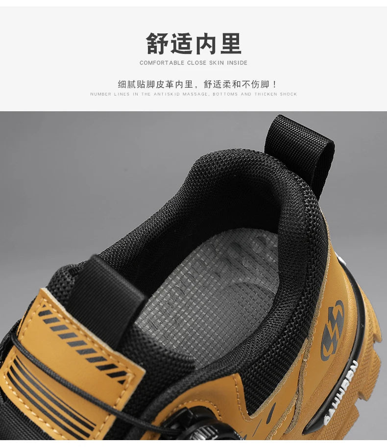 Men's boots autumn and winter new rotating shoelaces fashion casual boots youth outdoor boots anti slip soft sole workwear boots