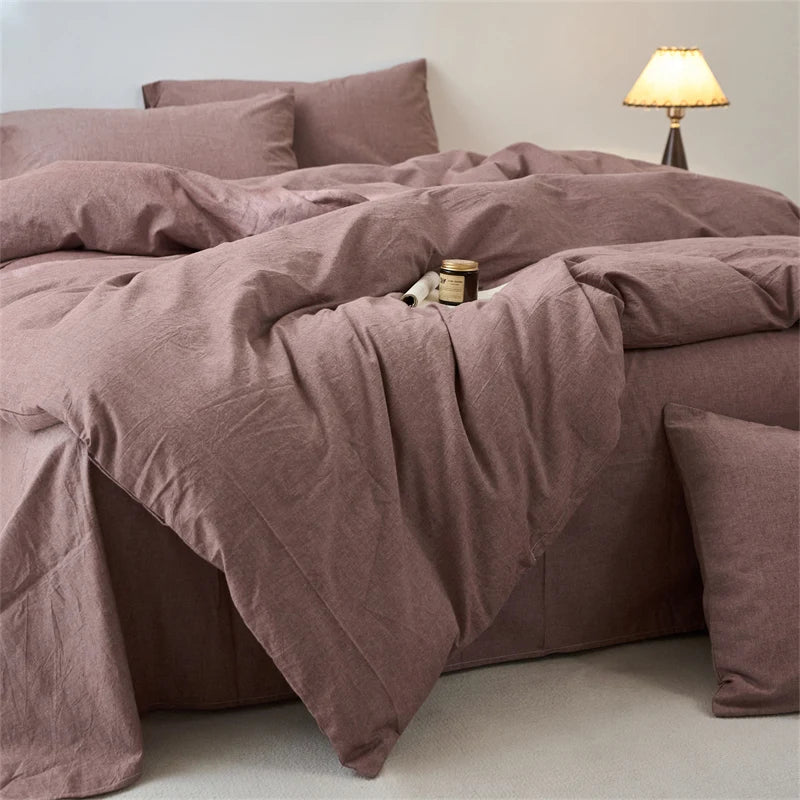 100% Cotton Duvet Cover Yarn-dyed Washed Cotton Quilt Cover Luxury Ultra Soft Wrinkle Resistant Bedding Comforter Cover