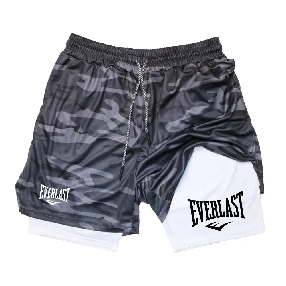 Men Running Shorts  Double-deck Sport Shorts Sportswear Gym Fitness Short Pants Training Jogging Bottom Men's Clothing