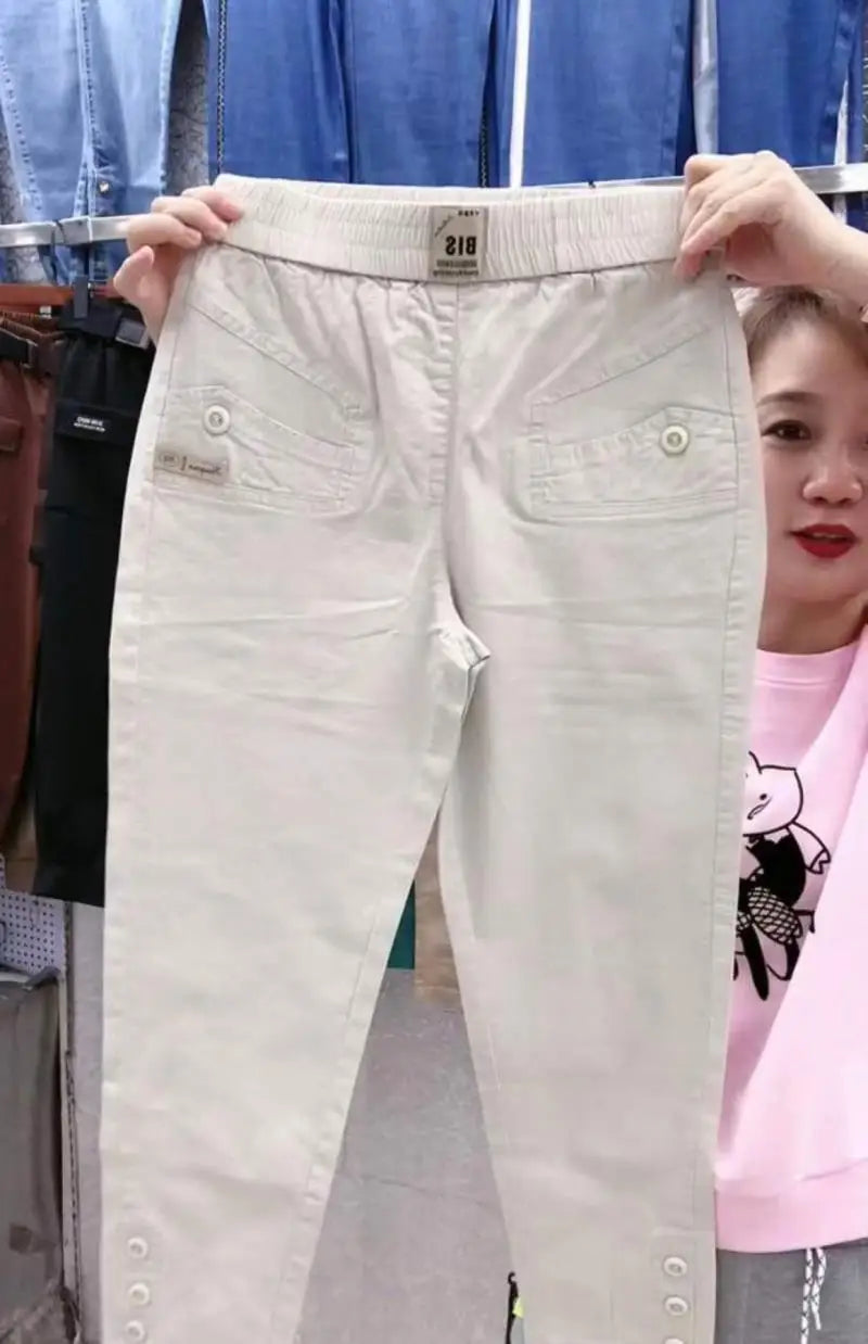 Cotton Linen Women's Loose Fit Casual Pants Thin Slimming Harlan Style High Waist Nine Points Commuter Fashion Spring 2023