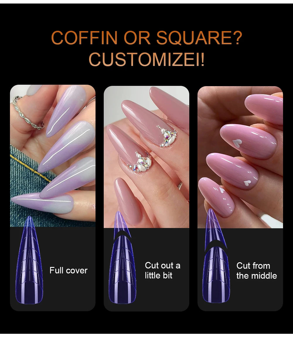 MOWOT 292pcs Color Dual Form Nail Mold Sets Acrylic Nails Extension Quick Building Gel Mold Reusable False Nail Tips Nail Forms