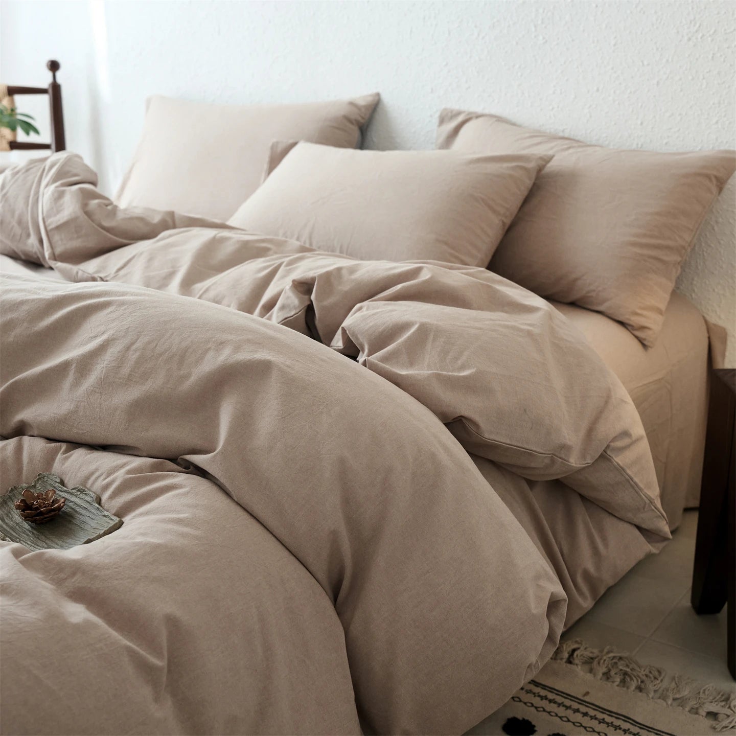100% Cotton Duvet Cover Yarn-dyed Washed Cotton Quilt Cover Luxury Ultra Soft Wrinkle Resistant Bedding Comforter Cover