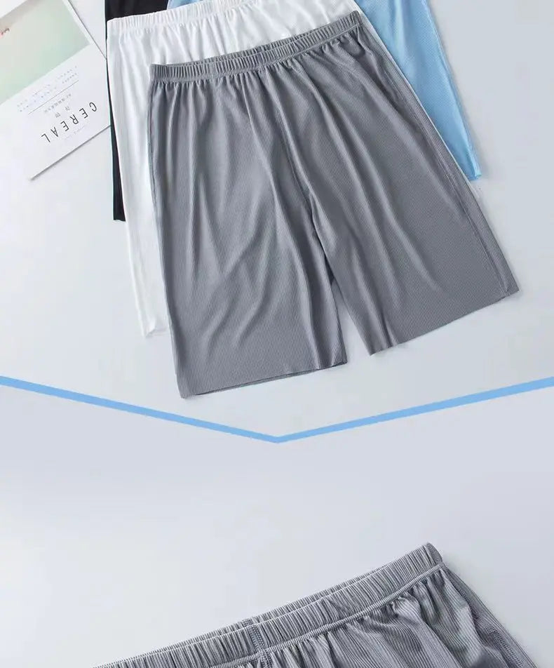 Men's Pajamas Homewear Short-Sleeved T-Shirt Youth Sports and Leisure Loose Elastic Tops and Pants Solid 2PCS/Set Four Season