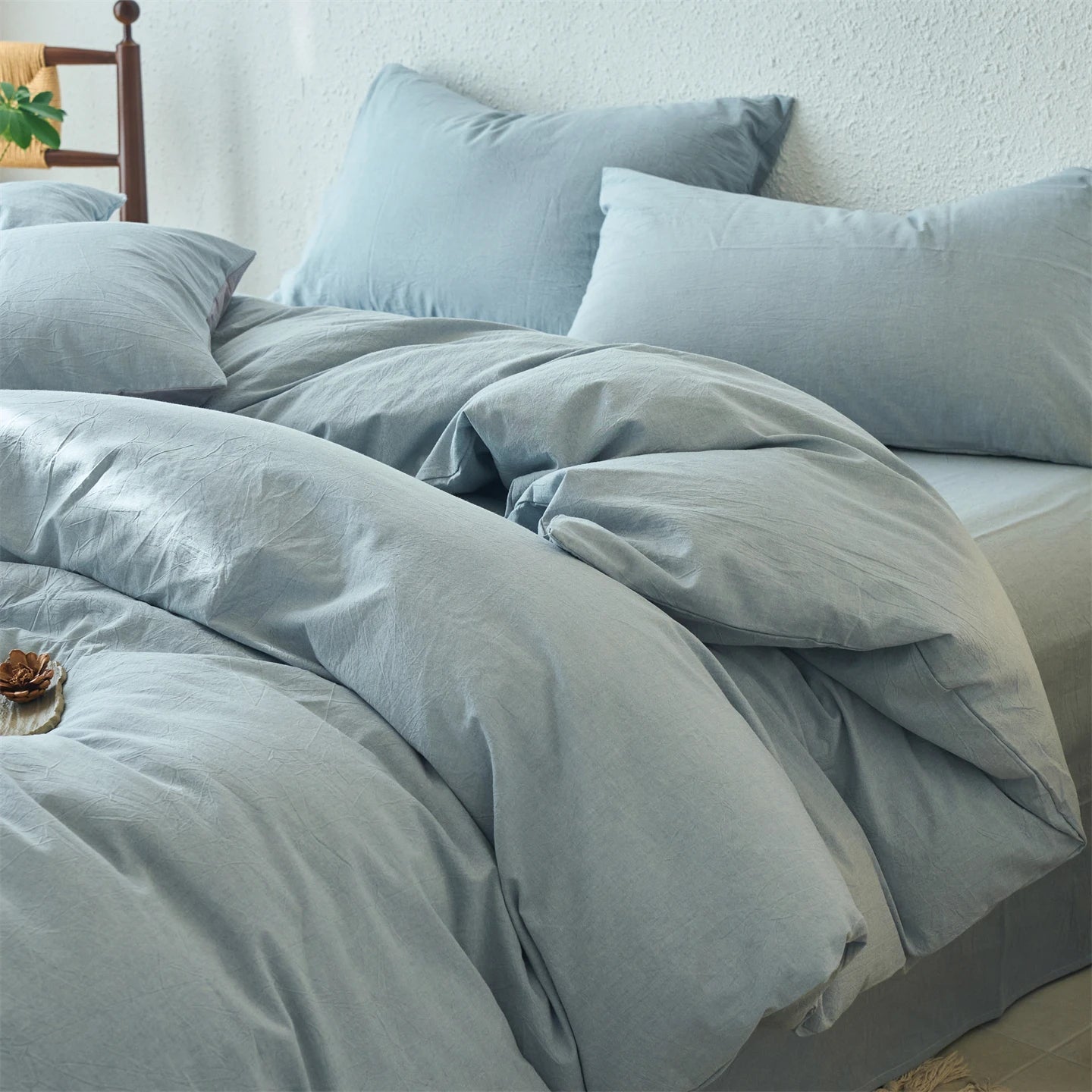 100% Cotton Duvet Cover Yarn-dyed Washed Cotton Quilt Cover Luxury Ultra Soft Wrinkle Resistant Bedding Comforter Cover