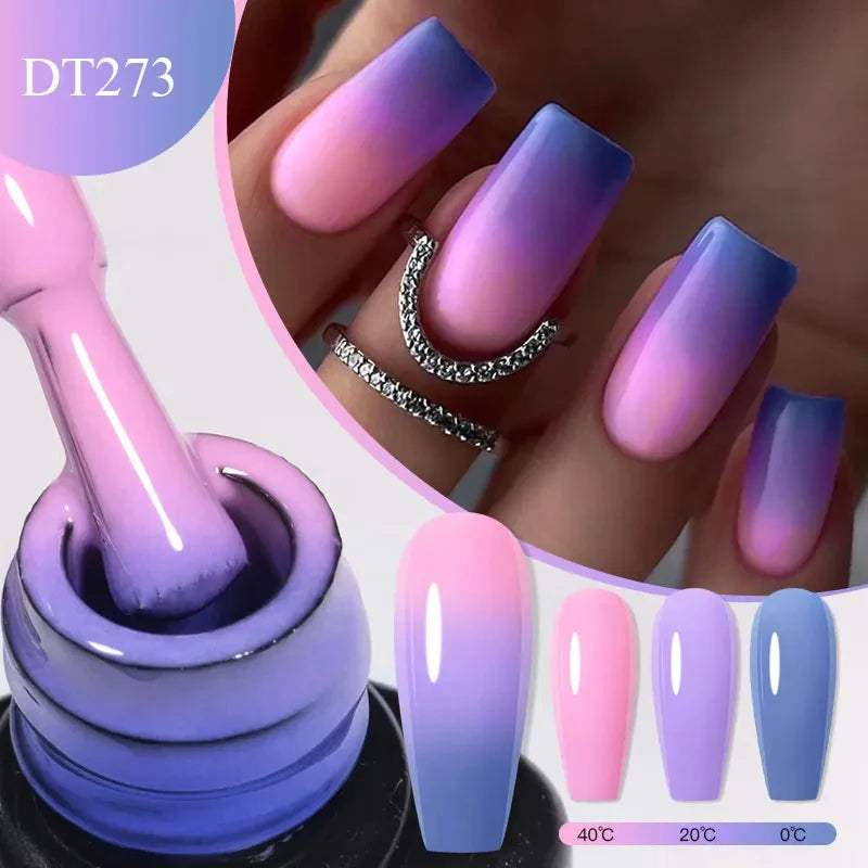 7ml Thermal Gel Nail Polish 3 Layers Temperature Color Changing Gel Winter Grey Semi Permanent Soak Off Nails Art UV Gel Varnish