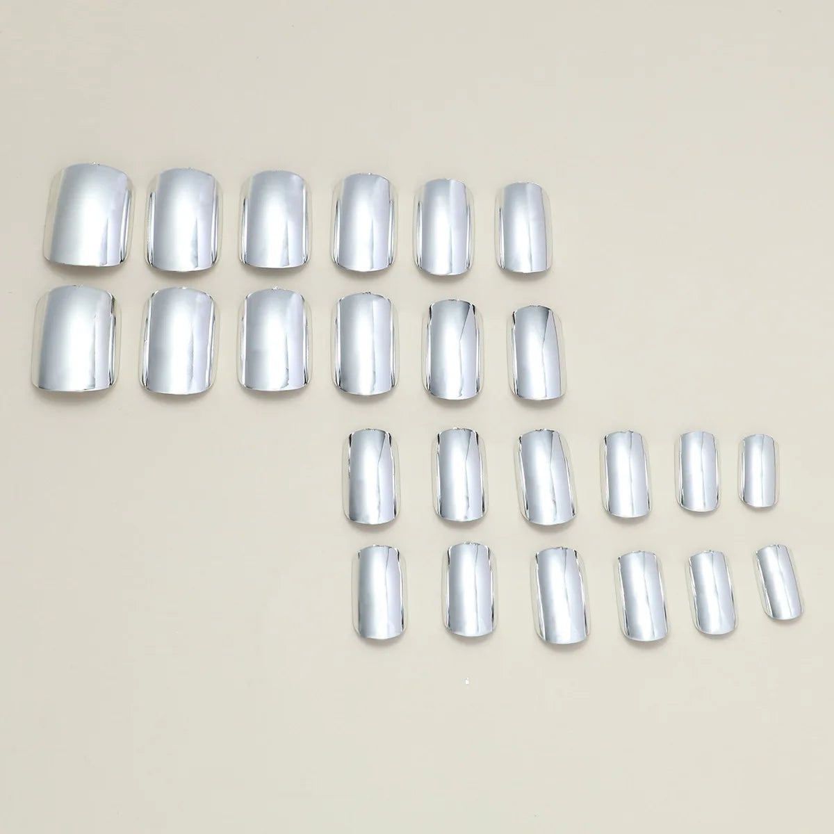 24pcs/set short fake nails metallic red black rose green blue silver golden square tips mirror effect press on false nail art