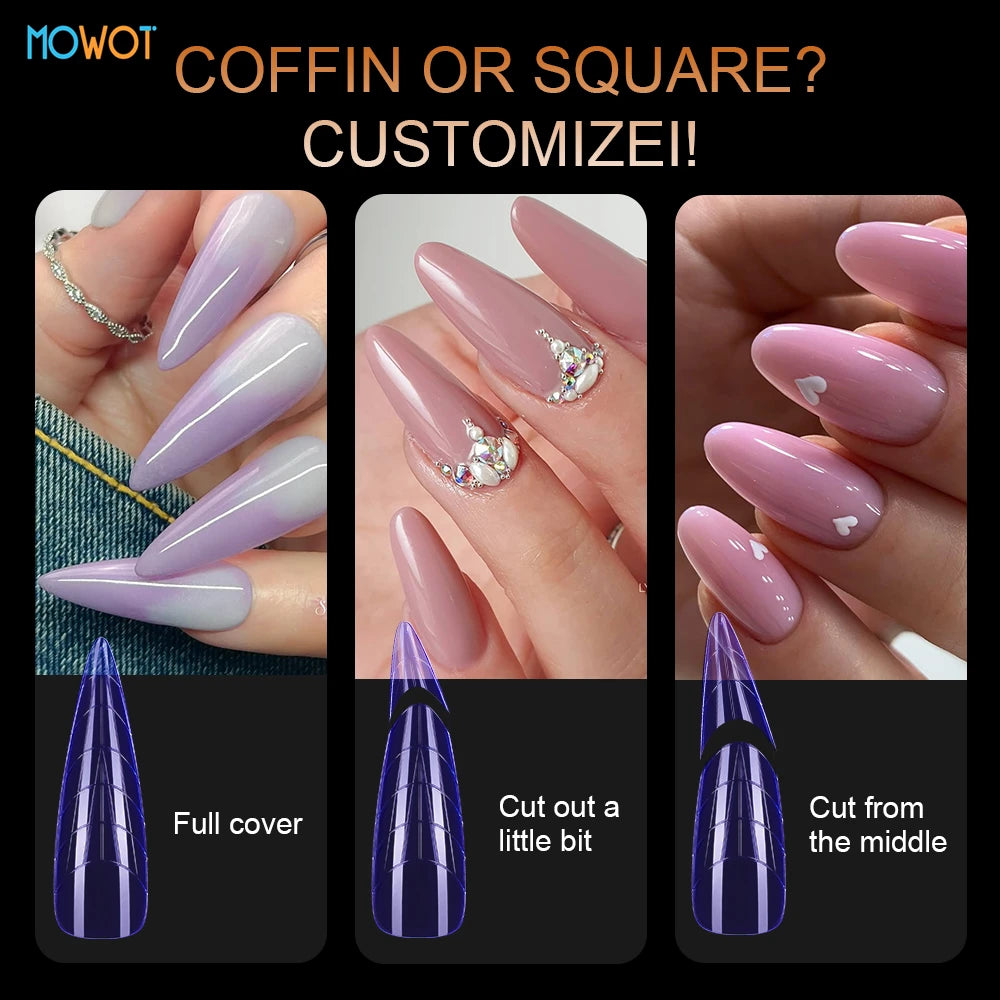 MOWOT 292pcs Color Dual Form Nail Mold Sets Acrylic Nails Extension Quick Building Gel Mold Reusable False Nail Tips Nail Forms