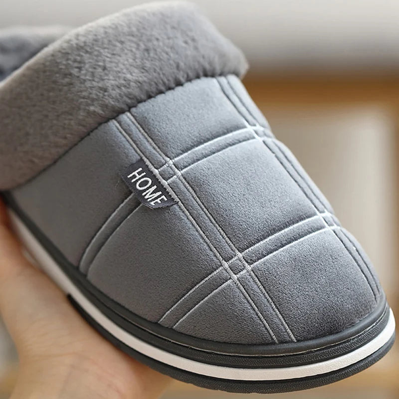 House Slippers for men Warm Memory Foam Soft Cushion Living Room Non Slip Indoor Comfortable Male Winter Bedroom Shoes Home ﻿