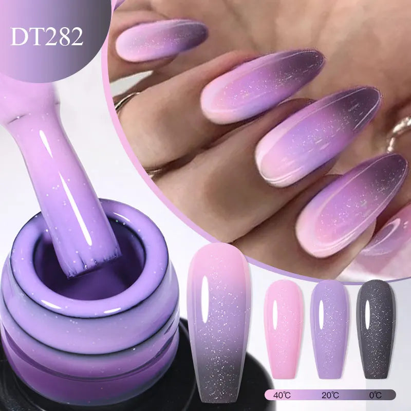 7ml Thermal Gel Nail Polish 3 Layers Temperature Color Changing Gel Winter Grey Semi Permanent Soak Off Nails Art UV Gel Varnish