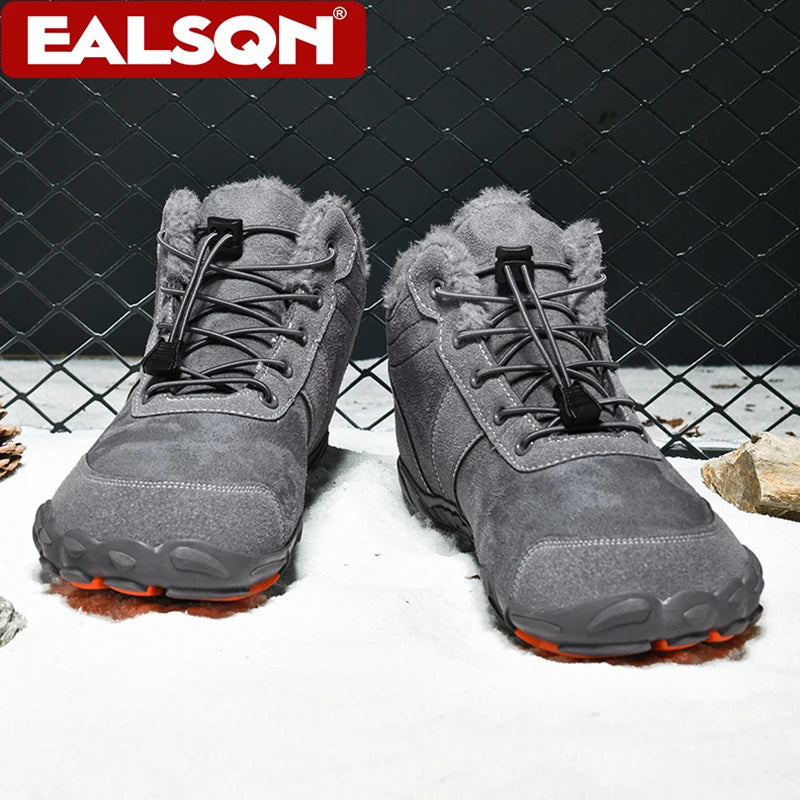 Boots Men's Non-Slip Casual Walking Shoes Wear-Resistant Mountain Hiking Sneaker Outdoor Winter Warm Cotton Shoes
